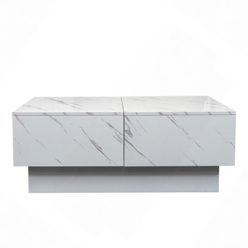 Table basse avec plateau coulissant, table centrale avec compartiment de rangement caché, table extensible pour le salon