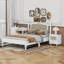Ensemble de chambre à coucher 3 pièces avec cadre de lit en bois, 1 table de chevet rétro et 1 coiffeuse de maquillage avec tabouret-109942501