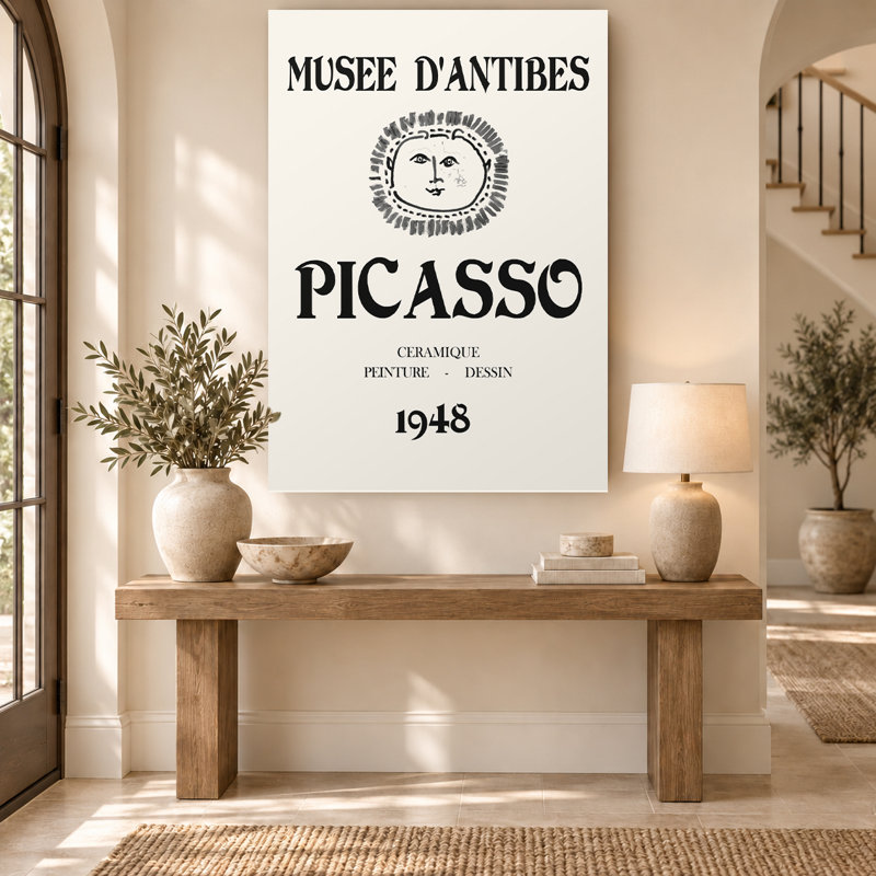 Affiche vintage en noir et blanc d'exposition de musée, art mural sur toile, 18" H x 12" W