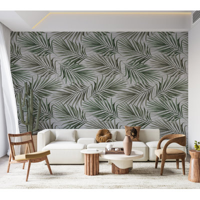 Papier peint botanique - Motif de feuille verte