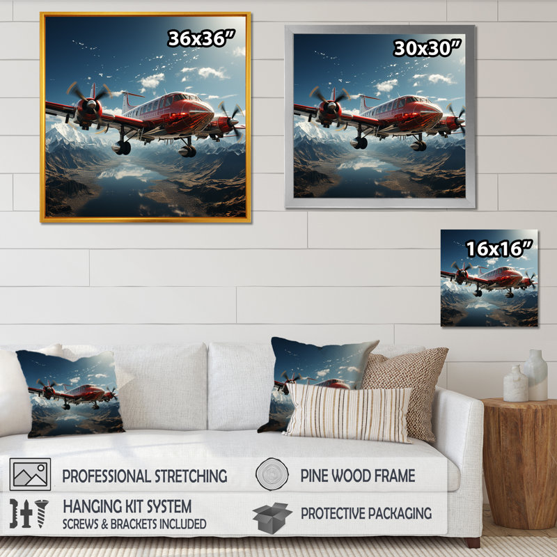 «In Flight Jet Plane Horizons» sur impression sur toile, Toile tendue, H 30 po x l 30 po x P 1 po