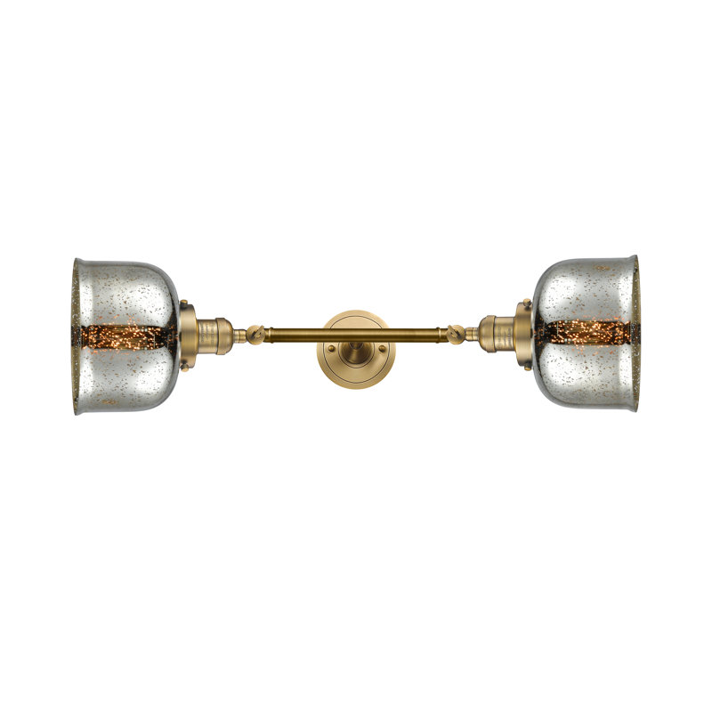 Bell - Luminaire de meuble-lavabo 19 po 2 lumières, Argent mercuré, Ampoule incandescente rétro 60 watts, Laiton brossé
