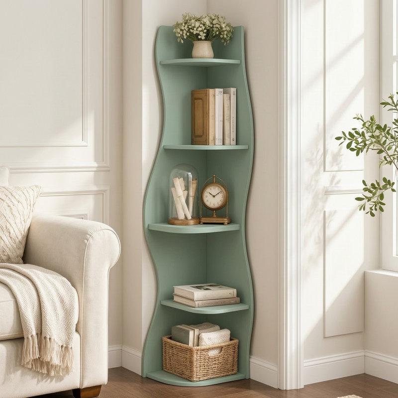 Présentoir de rangement à 5 niveaux pour tablettes de salon, chambre à coucher, cuisine et bureau à domicile, Vert