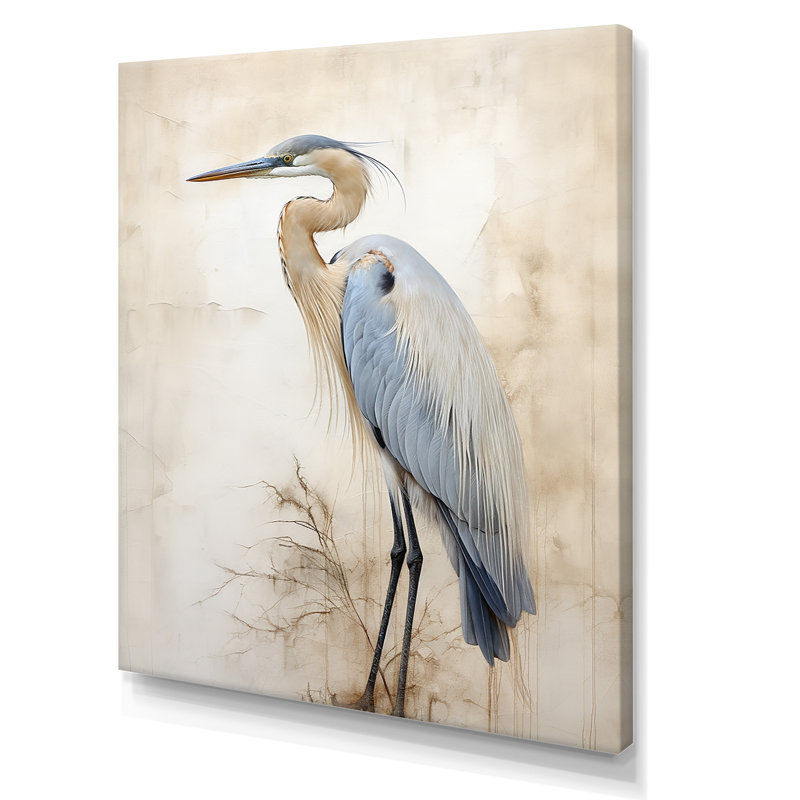 «Majestic Blue Heron Horizon II», art mural héron, H 32 po x l 24 po x P 1 po, Toile tendue