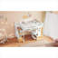 Lit mezzanine double avec rangement et rangement, en bois massif blanc pur et naturel, avec bureau intégré et tiroirs pour la chambre à coucher