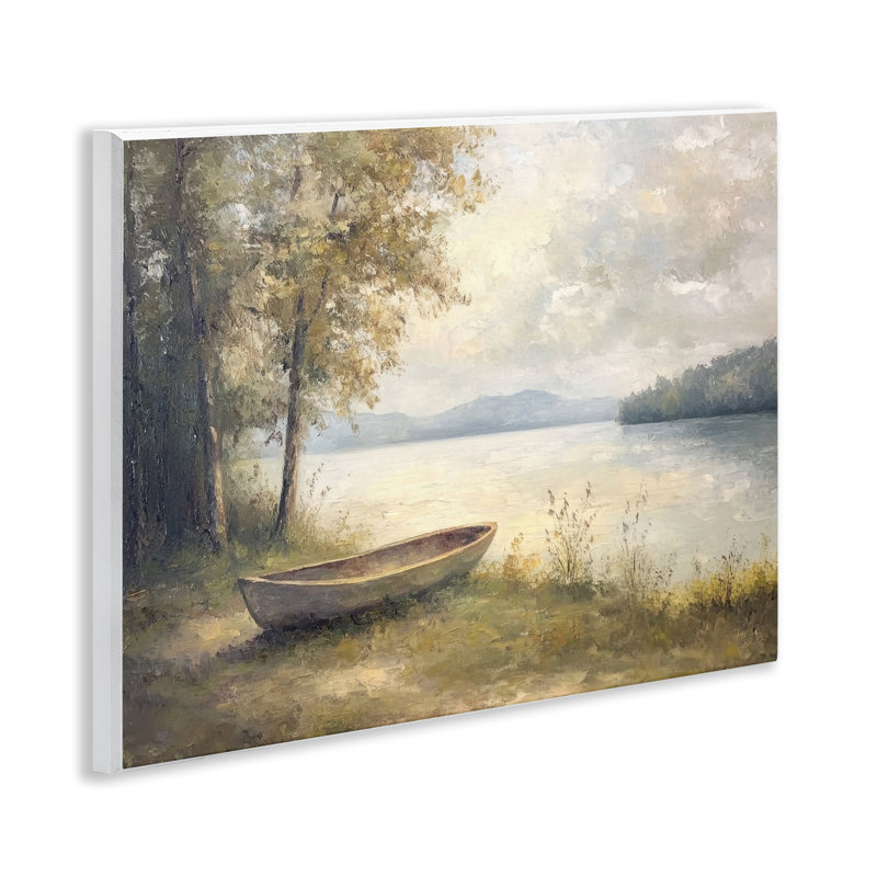 Bateau au bord du lac, plaque murale, design par Petal Prints Design