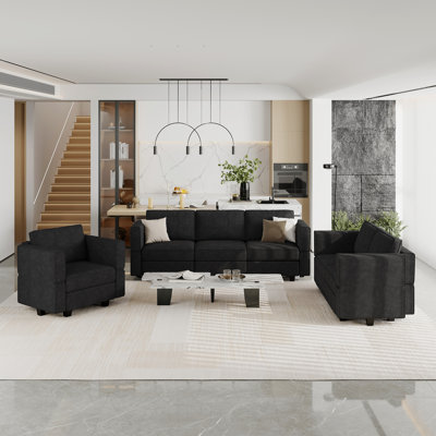 Ridoy Living Room Sofa Set Storage Sectional Couch, Single & 2-Seat & 3-Seat Sofa Set