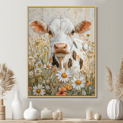 Doulton Cow Daisies With Hibiscus IV - Art mural sur toile de vache
