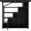 Grand lit mezzanine en métal avec tablettes de rangement, armoires et garde-robe