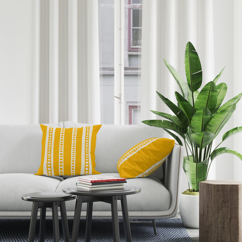 Jeté carré intérieur / extérieur en polyester Ikom, L 19 po x H 19 po, Jaune