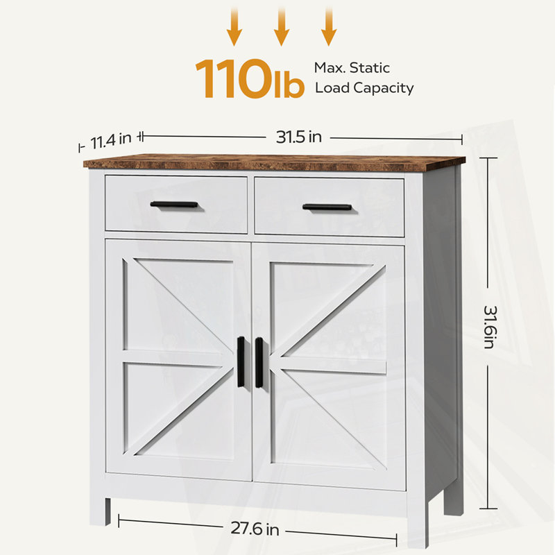 Buffet avec rangement Modern Farmhouse, Blanc / Brun