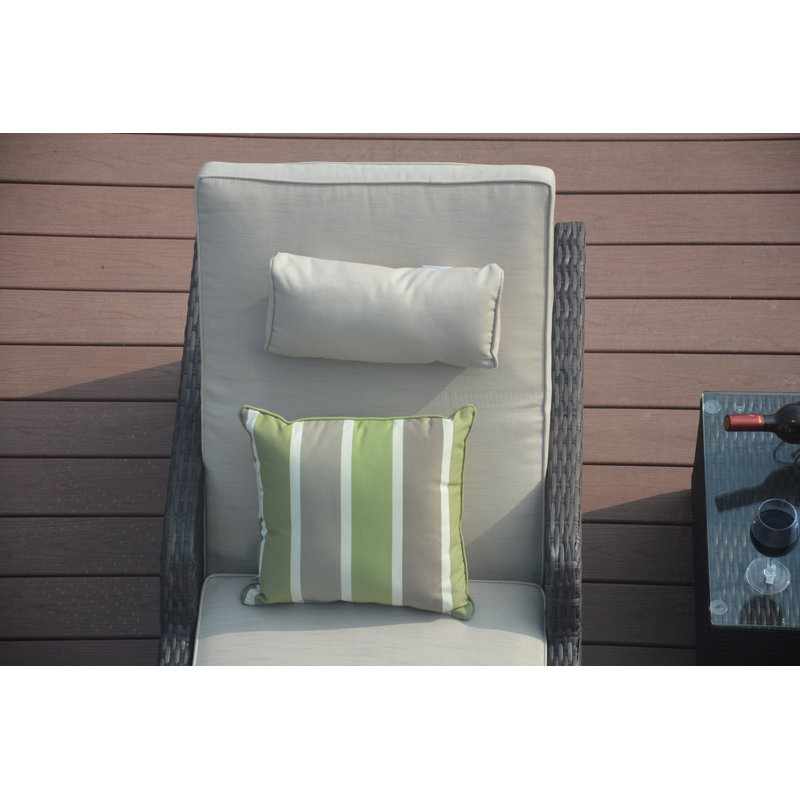 Elia Outdoor Wicker Chaise Lounge Set with Table , Cushion Included, Ivory