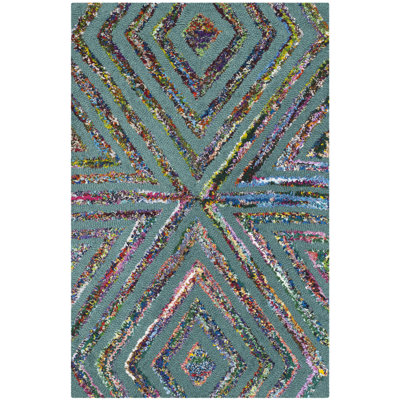 Tapis Abstrait Touffeté À La Main Laine Et Coton Nantucket in Blue