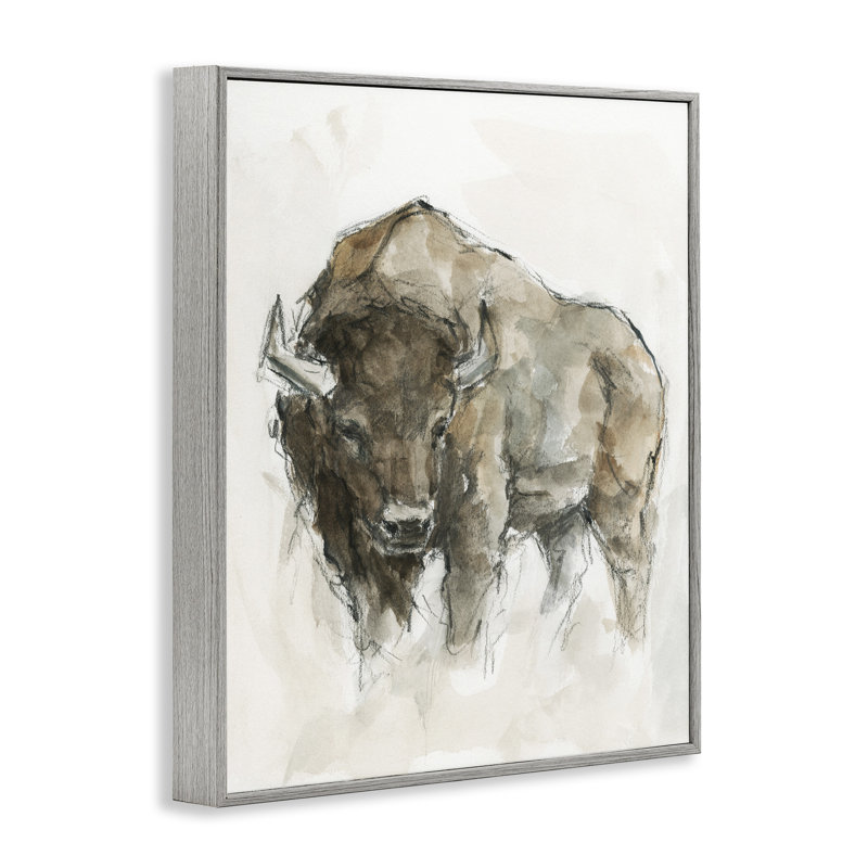 Buffalo Western American Brown Country Animal, Estampe numérique Farmhouse, H 14 po x l 11 po