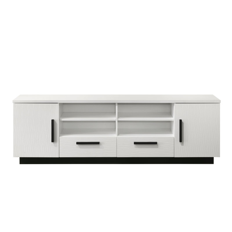 70.5" White Finish Tv Stand With Drawers