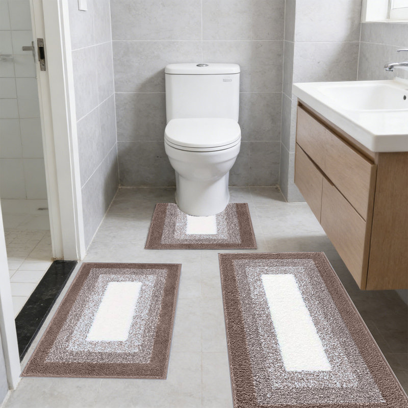 Ensemble de tapis de salle de bain 3 pièces, Brun
