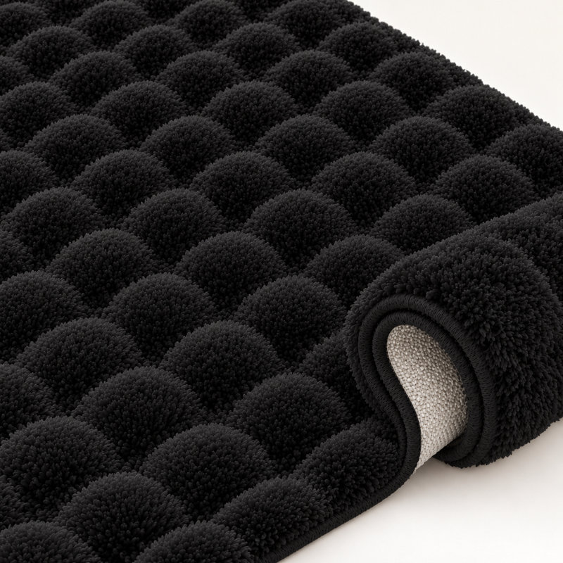 Aspire Homeware Black Bubble Texture Area Rug, BLACK, 160x230cm