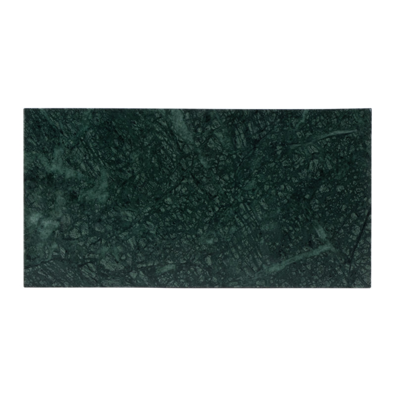 Edie Marble & Leather Magazine Side Table, Green Marble/Gold