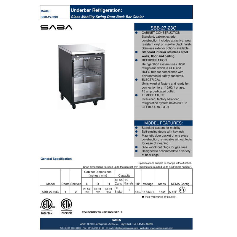Stainless Steel Undercounter Refrigerator