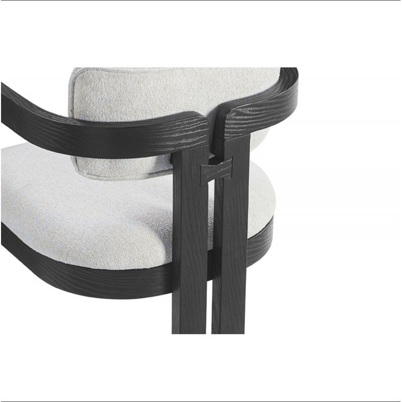 Chaise de salle à manger avec accoudoirs rembourrés Modern Rustic, Noir