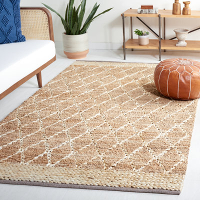 Gascon Natural Fiber Hand Loomed Jute/Cotton Geometric Rug in Natural