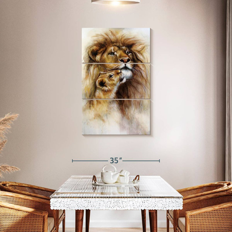 Brampt lion et lionne romantique, H 38 po x l 24 po