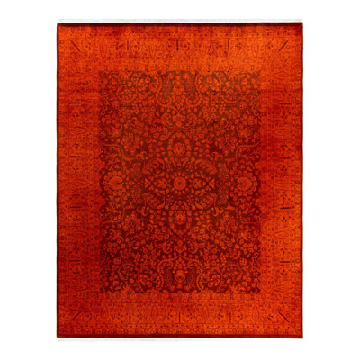Overyed One-of-a-Kind Rectangle 8'2" X 10'5" New Age Wool Area Rug Orange/Red