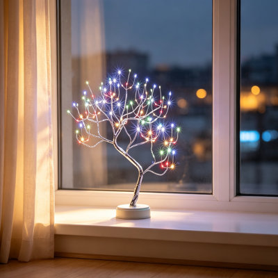 50cm Multicolour LED Birch Tree Table Lamp
