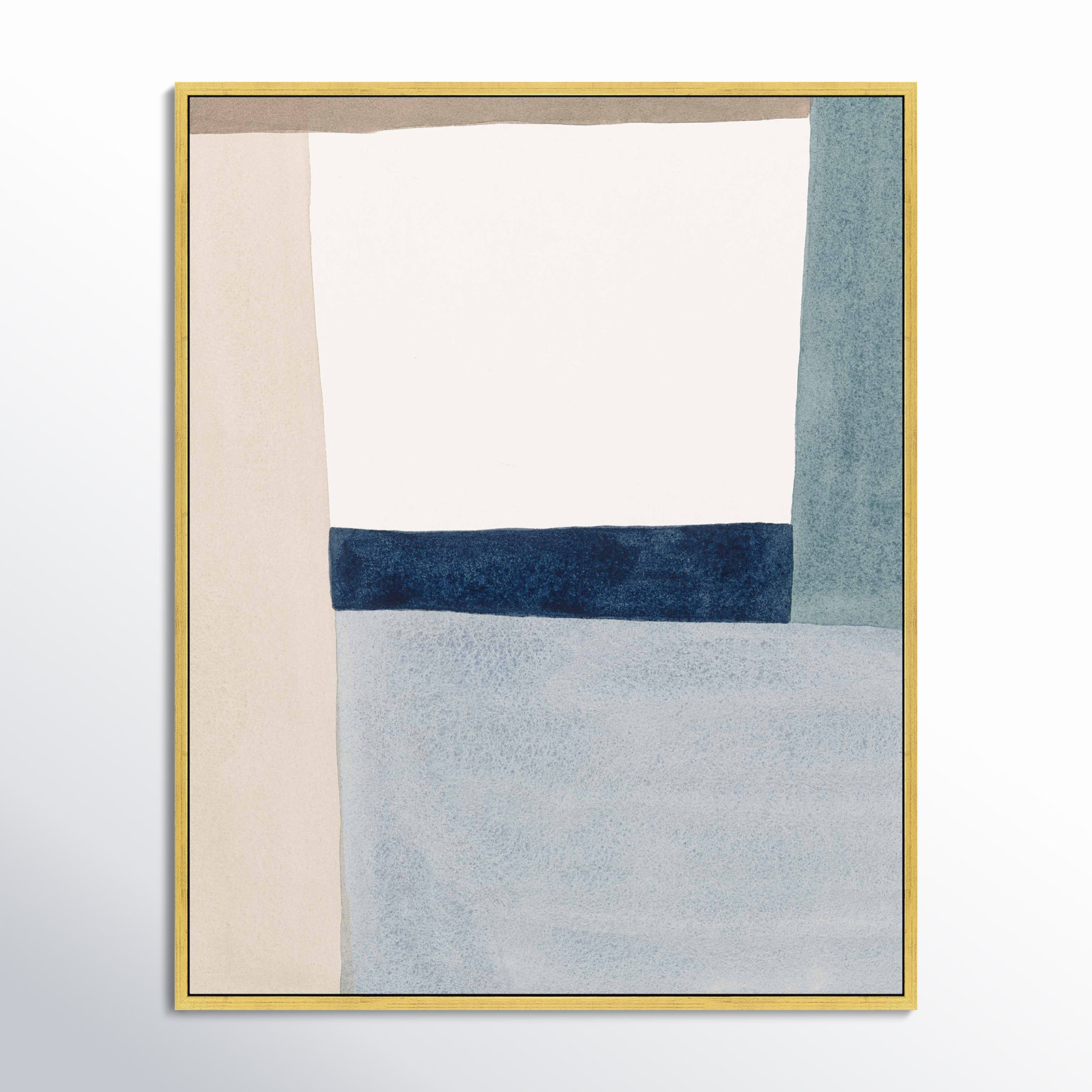 Composition In Blue 2 by Julia Balfour, 20" H x 16" W x 1.38" D, Gold Framed Canvas