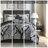 Elegant 7-piece Cotton Bedding Set, Black Damask Design, Queen Size