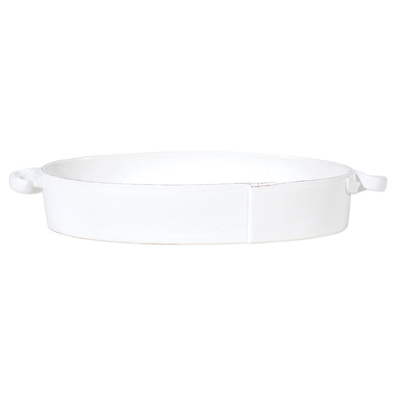 Lastra Oval Stoneware Baker, White