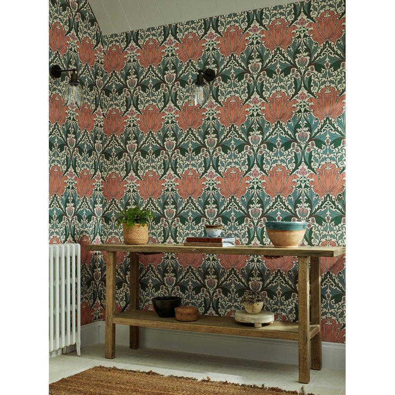 3' L x 2' W Wallpaper Roll, Indigo/Boughs