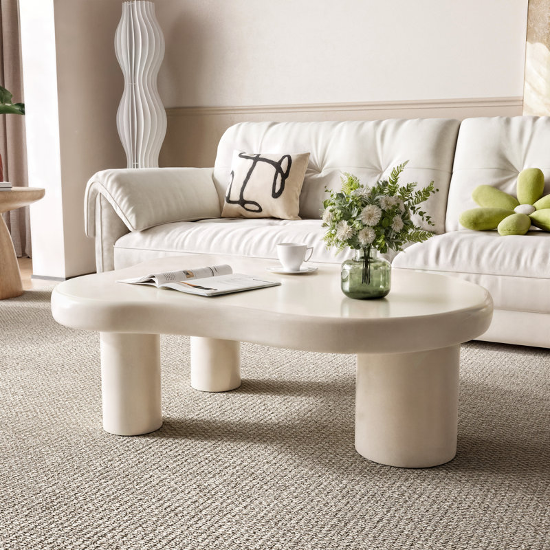 Table basse en bois 49 po, H 16,5 po x L 49 po x l 34 po, Blanc
