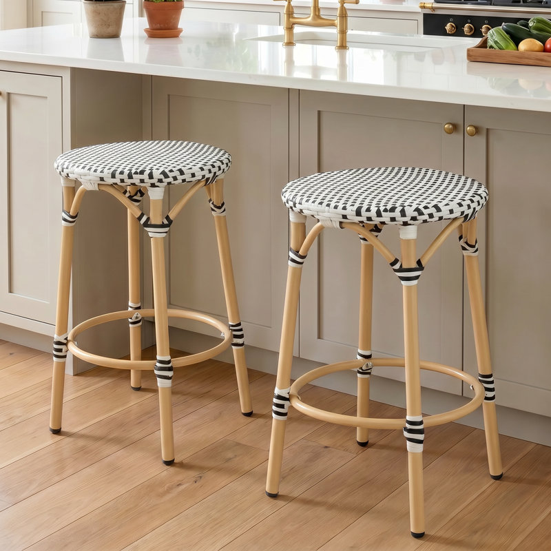 Tabouret de bar 25,2 po H, Noir / blanc