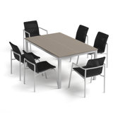 Travira 7-Piece 63" Rectangular Dining Table and Orso Armchairs, Side Chairs Set
