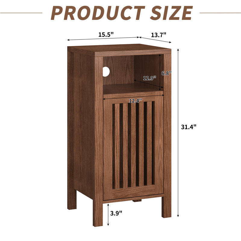 Set Of 2 End Table, Farmhouse Sofa Table With Grille Door, Side Tables For Living Room, Bedroom, Brown