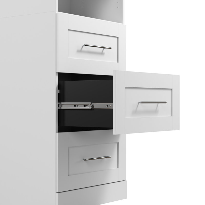 Système d'organisation l 86 po avec tiroirs Arlex, Blanc
