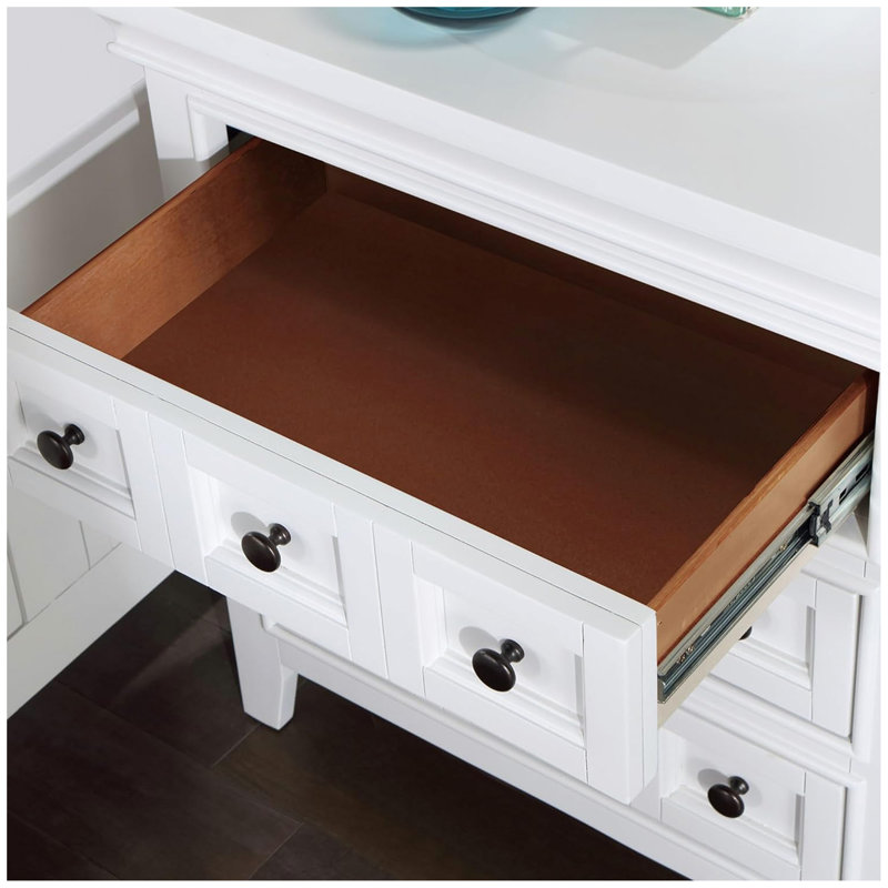 Table de chevet 3 boutons, Blanc