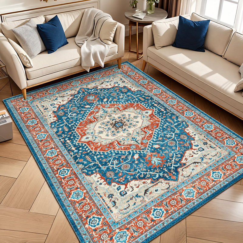 Aspire Homeware Blue Persian Style Area Rug, Rectangle 200 x 290 cm