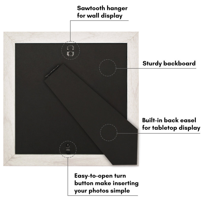 White 8x8 Wide Molding Picture Frame with Mat