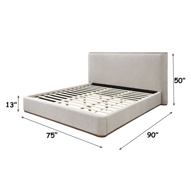 Orane Gray Fabric  Bed, Queen