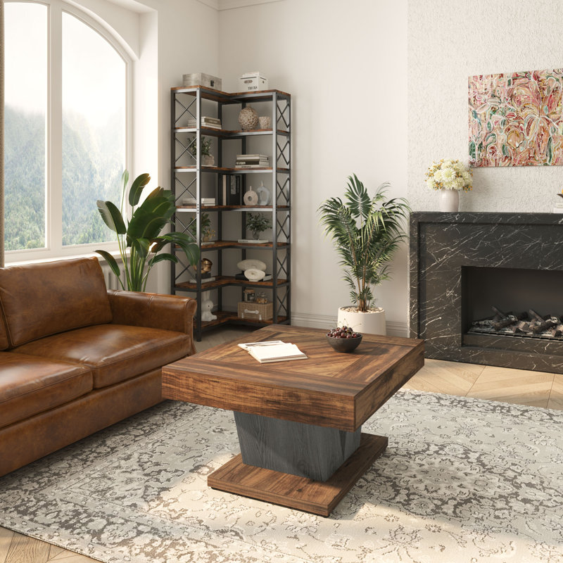 Table basse 31,5 po, Brun rustique / noir