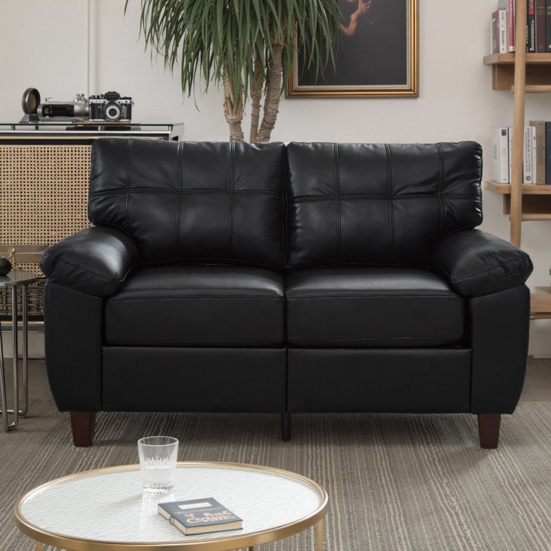 59" Modern Loveseat Couch with Storage – PU Leather 2-Seater Sofa, Wide Armrest Design & Hidden Compartment, Breathable Faux Leather (600 lb Capacity)