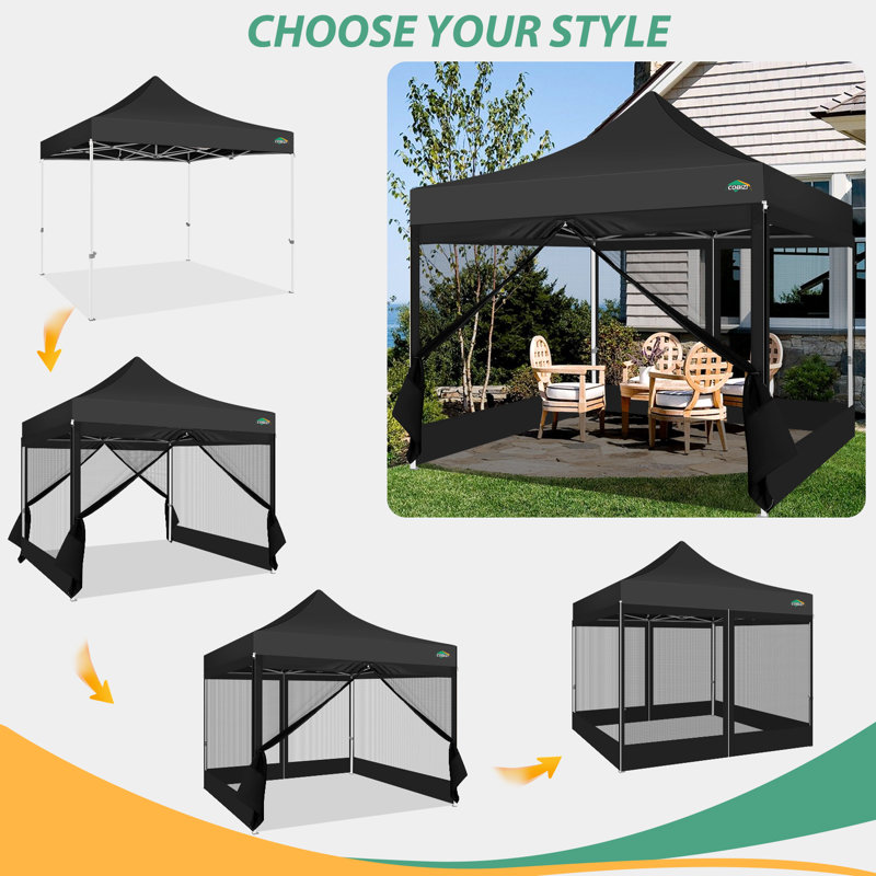Folding Gazebo 118 x 118 Waterproof Stable Party Tent, Black