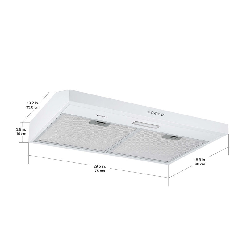 Hotte de cuisine convertible 30 po Ancona, Acier inoxydable blanc
