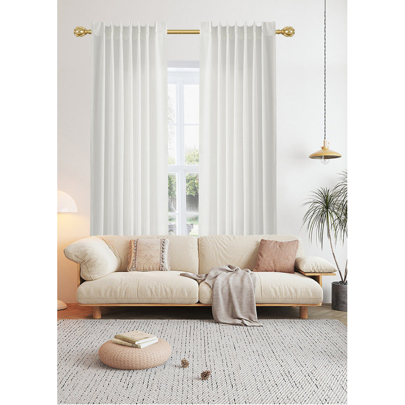 Pinch Pleat Linen Curtains 2 Panels Set, 40" W x 84" L
