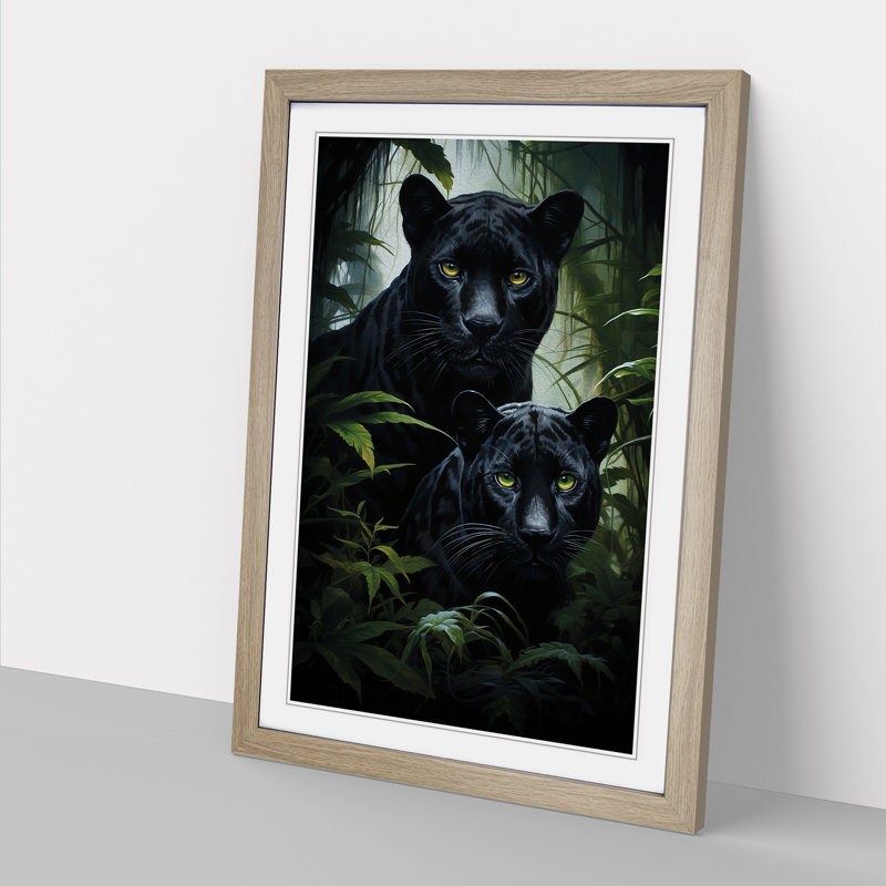 Panther Gothic - Single Picture Frame Print, Oak Framed, 64cm H x 46cm W x 2" D