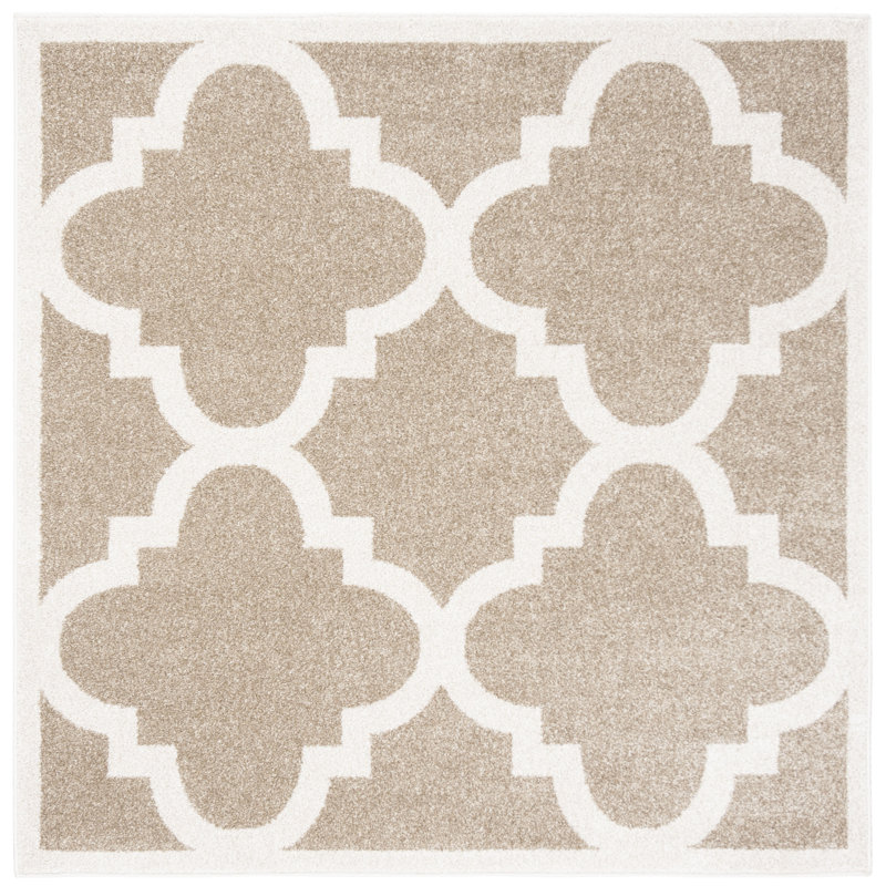 Ammundsen Geometric Wheat / Beige Area Rug, Square 5'