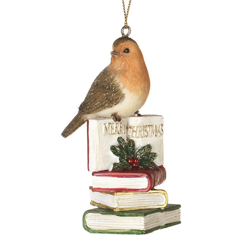 Hanging Robin On Book Stack
