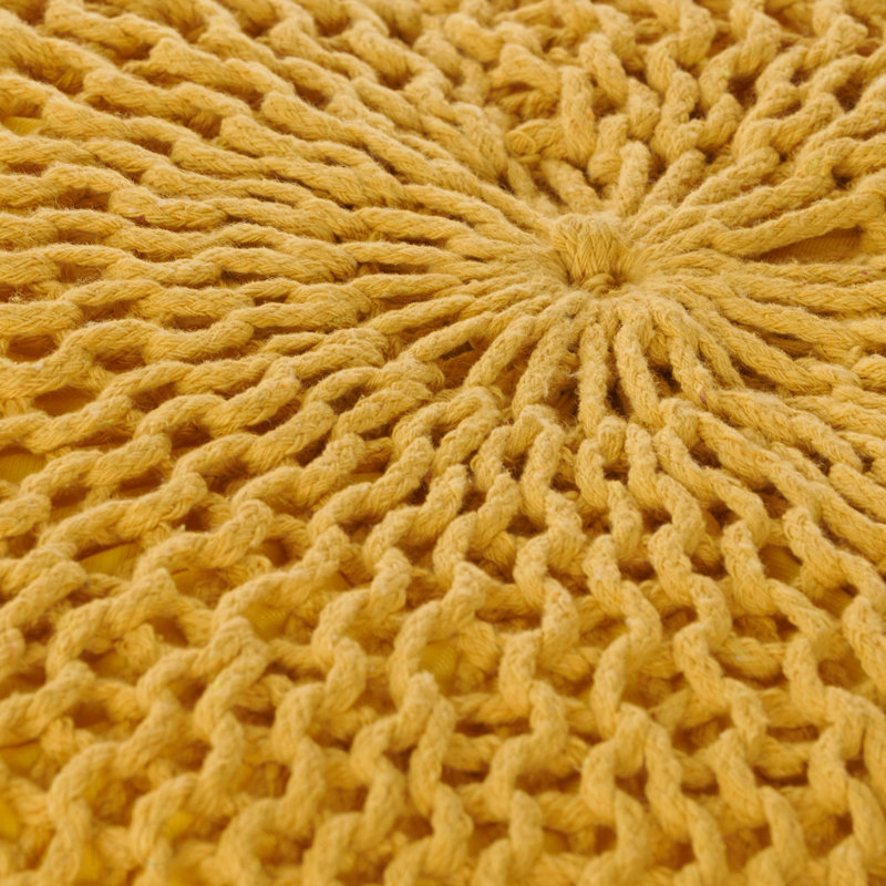 Repose-pieds pouf tricoté en coton - jaune, Jaune